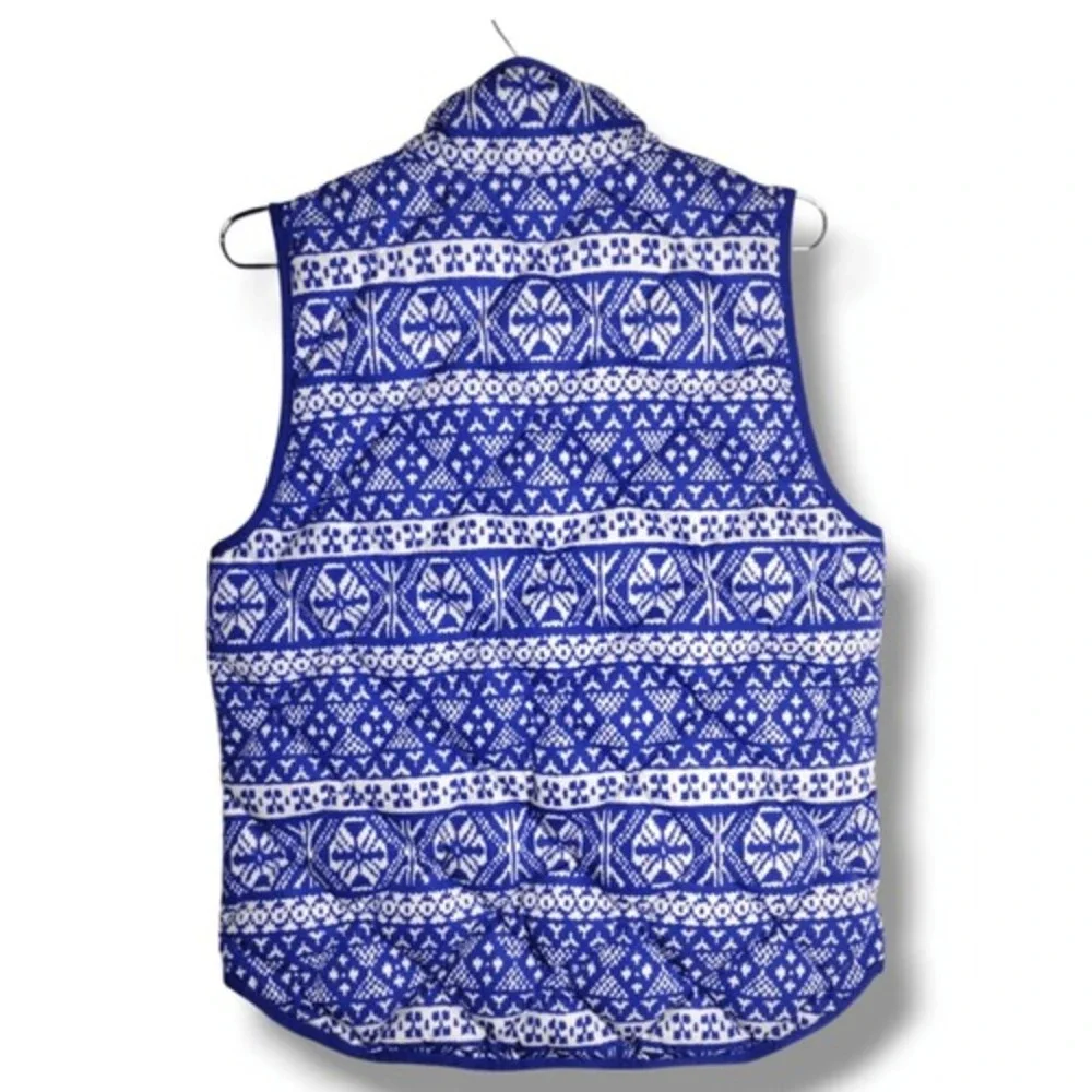 J Crew Womens Vest Sz Medium Fair Isle Button Front Insulated Ski Winter Outdoor